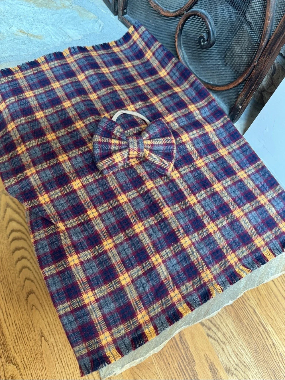 Baby Fall Plaid Infinity Scarf and Bow Set